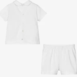 Sarah Louise White Cotton Knit Shorts Set Hot