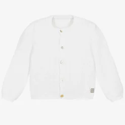Minutus White Cotton Knitted Baby Cardigan Sale