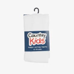 Country Kids White Cotton Knitted Tights Hot