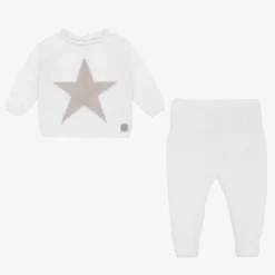 Minutus White Cotton Knitted Trouser Set Best