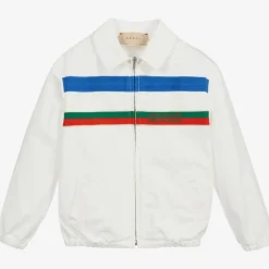 Gucci White Cotton Logo Baby Jacket Online