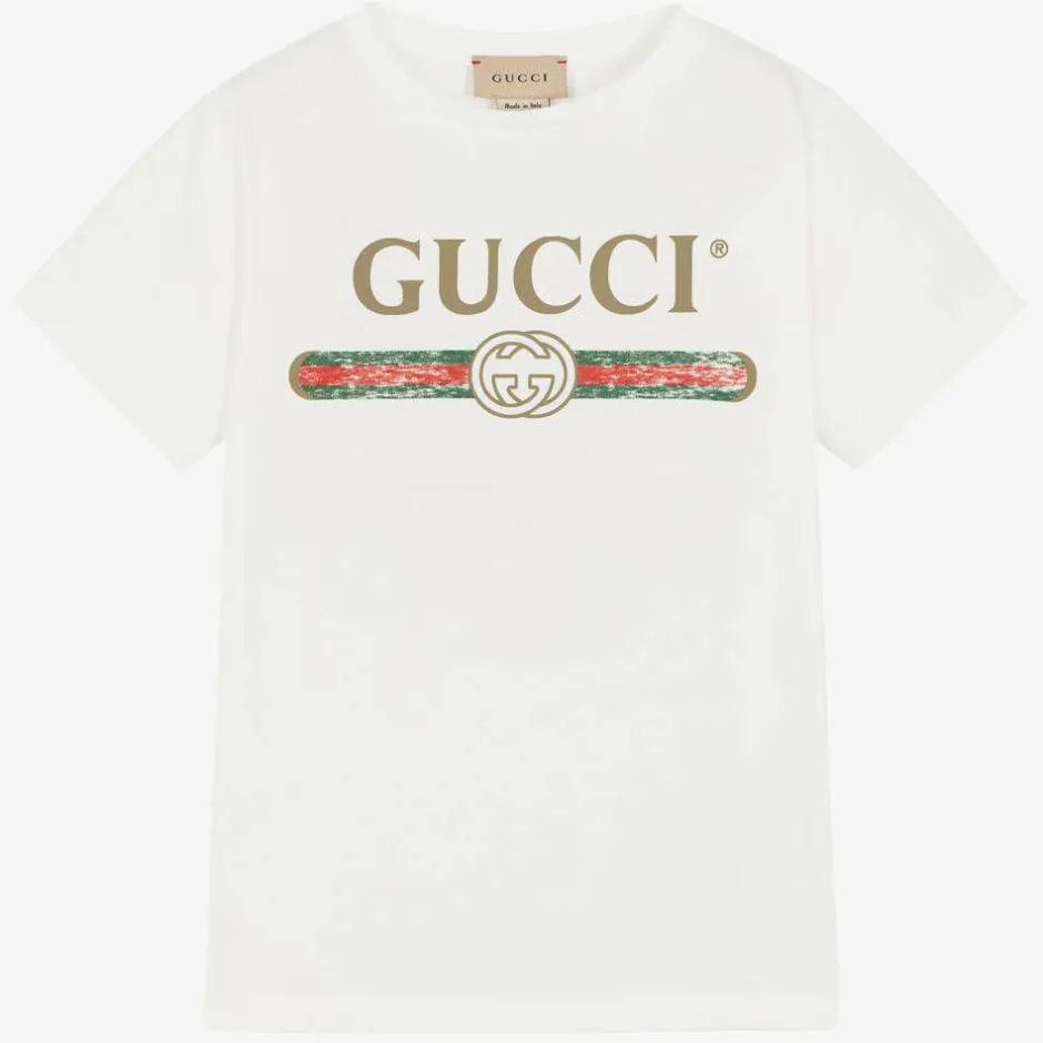 Gucci White Cotton Logo T-Shirt Best