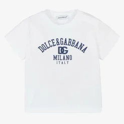 Dolce amp; Gabbana White Cotton Milano Logo Baby T-Shirt Outlet