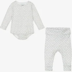 Burberry White Cotton Monogram Baby Gift Set Best