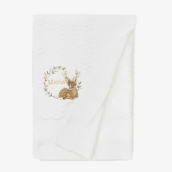 Paint My Dreams White Cotton Personalised Reindeer Blanket (88cm) Sale