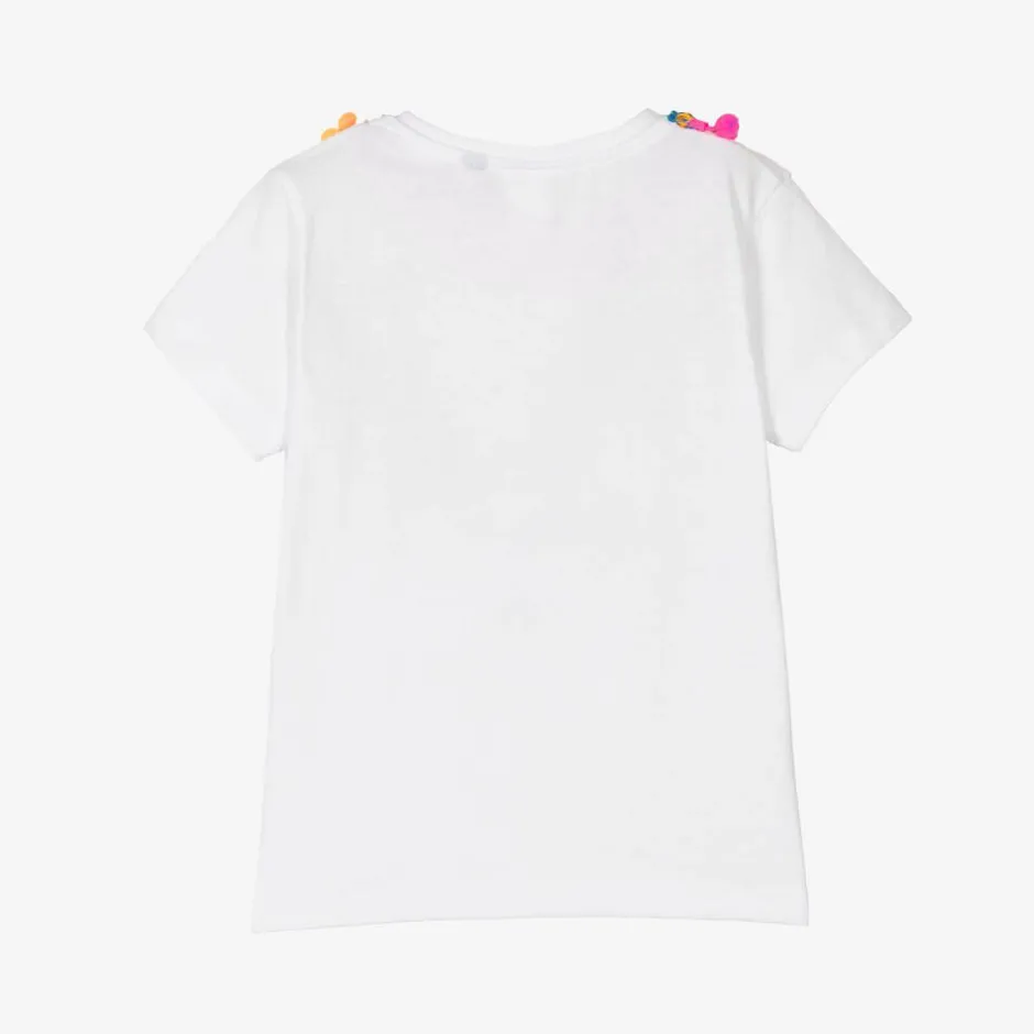 Selini Action White Cotton Pom-Pom T-Shirt Hot