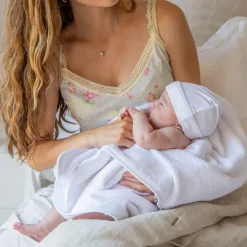 Minutus White Cotton Skin To Skin Blanket & Hat Set Hot