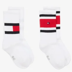 Tommy Hilfiger White Cotton Sports Socks (2 Pack) Sale