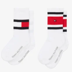 Tommy Hilfiger White Cotton Sports Socks (2 Pack) Sale
