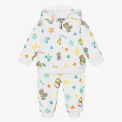 Moschino Baby White Cotton Teddy Bear Tracksuit Online