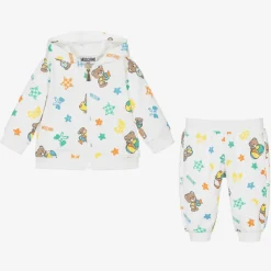 Moschino Baby White Cotton Teddy Bear Tracksuit Online