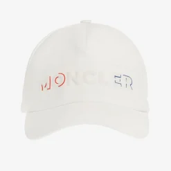 Moncler Enfant White Cotton Tricolour Cap Sale