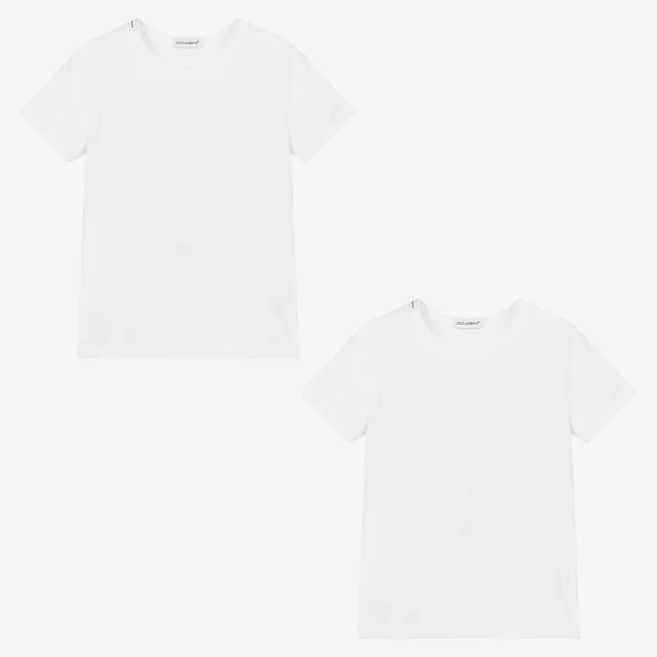 Dolce amp; Gabbana White Cotton T-Shirts (2 Pack) Discount