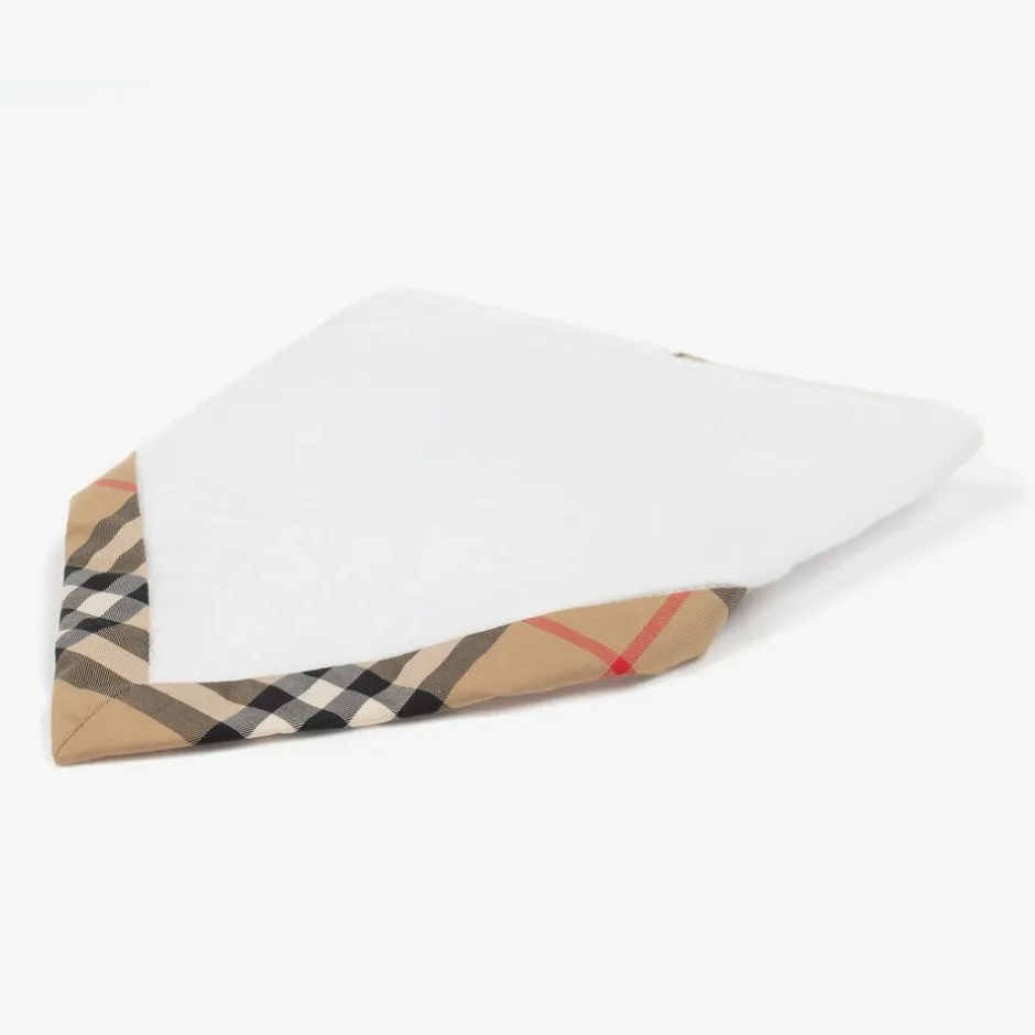 Burberry White Cotton Vintage Check Bib Gift Set
