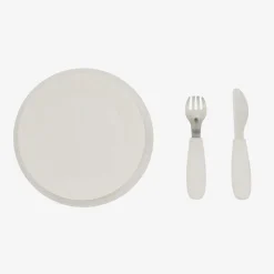 Elodie White Dalmatian Silicone Plate & Cutlery Set Hot