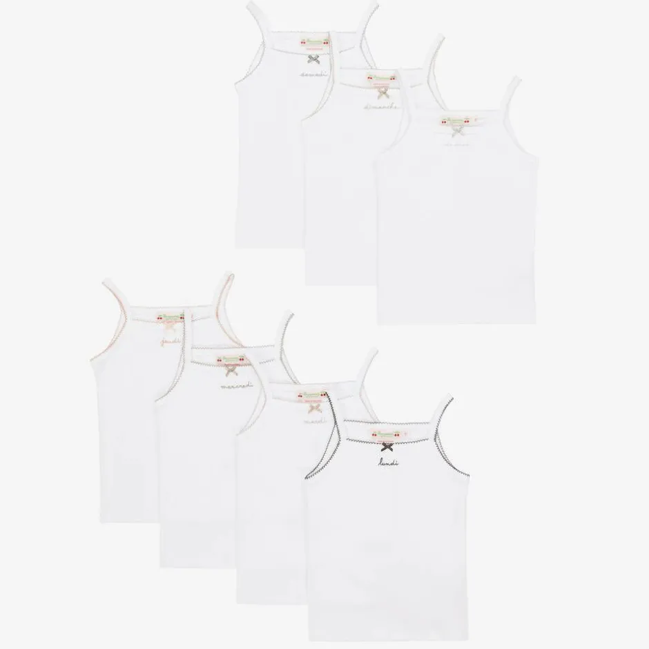 Bonpoint White Days Of The Week Cotton Vests Gift Set Sale