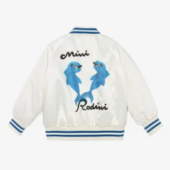 Mini Rodini White Dolphin Baseball Jacket Discount