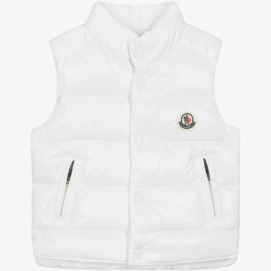 Moncler Enfant White Down Padded Bernard Puffer Gilet Hot