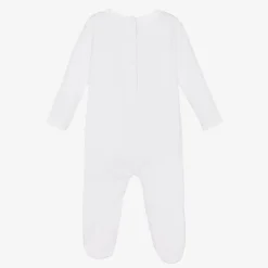 Guess White Embroidered Cotton Bear Babygrow Online