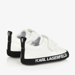 KARL LAGERFELD KIDS White Faux Leather Baby Trainers Online