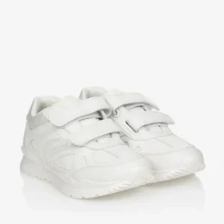 Geox White Faux Leather Trainers Discount