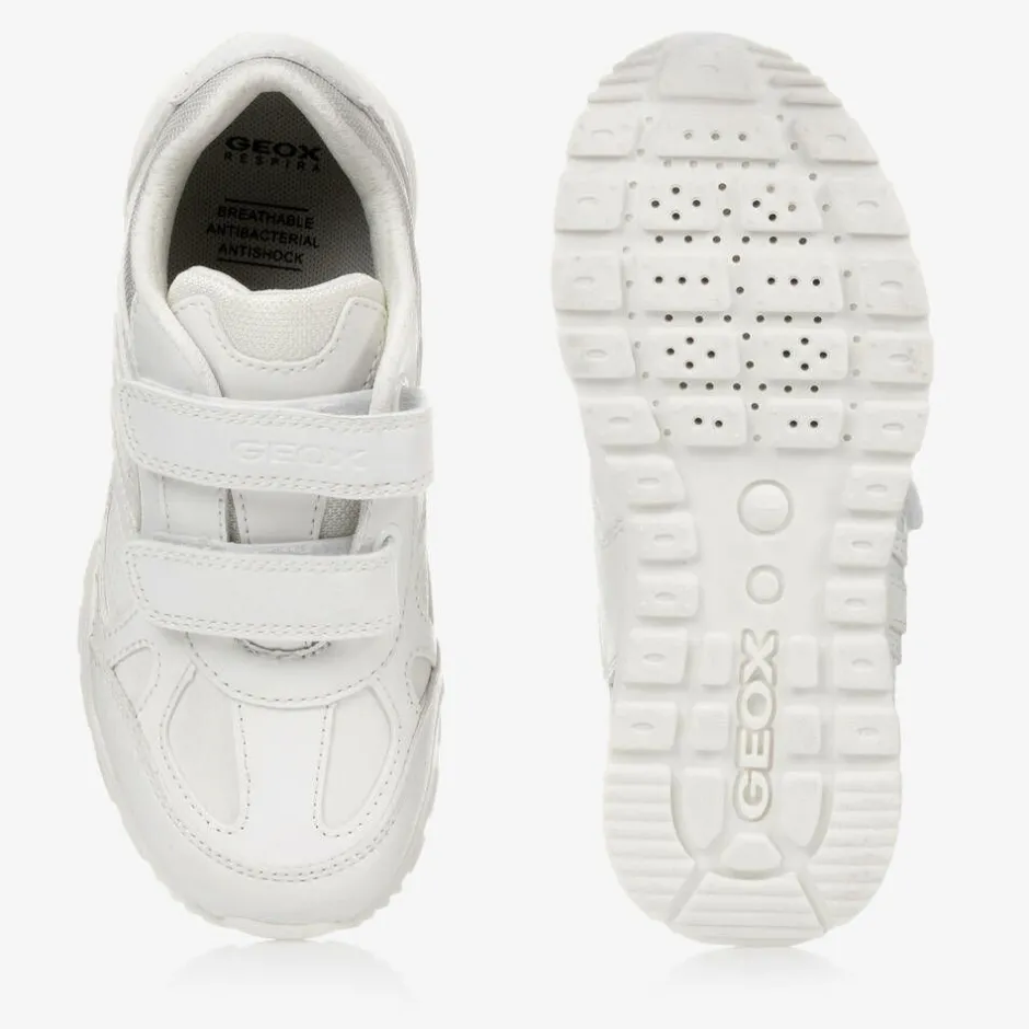 Geox White Faux Leather Trainers Discount