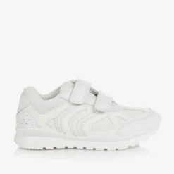 Geox White Faux Leather Trainers Discount