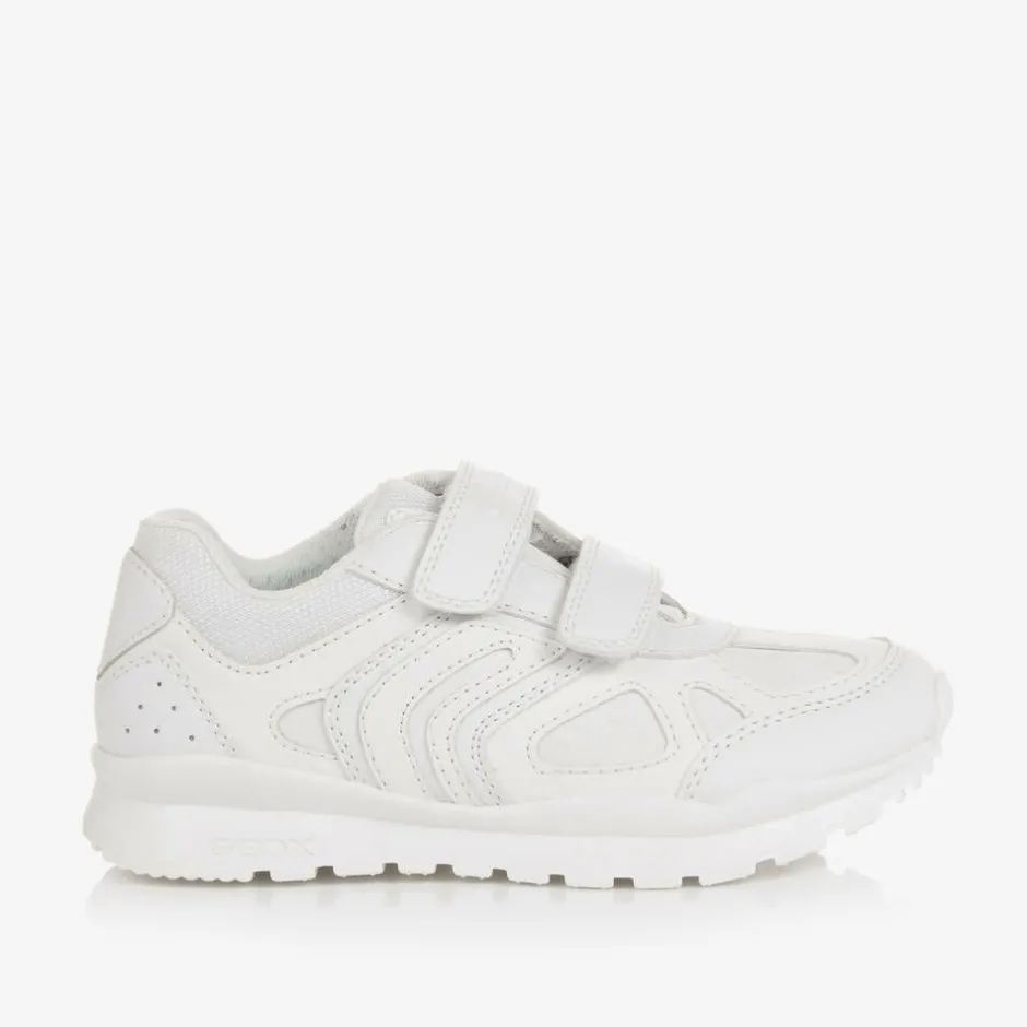 Geox White Faux Leather Trainers Discount
