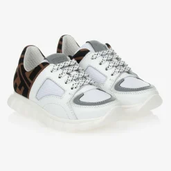 Fendi White FF Leather Trainers Online