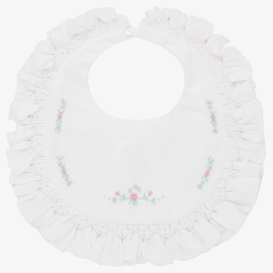 Sarah Louise White Hand-Smocked Baby Bib Online