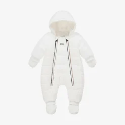 BOSS White Hooded Baby Snowsuit Hot