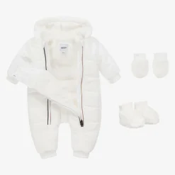 BOSS White Hooded Baby Snowsuit Hot