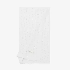 The Little Tailor White Knitted Baby Blanket (108cm) Sale