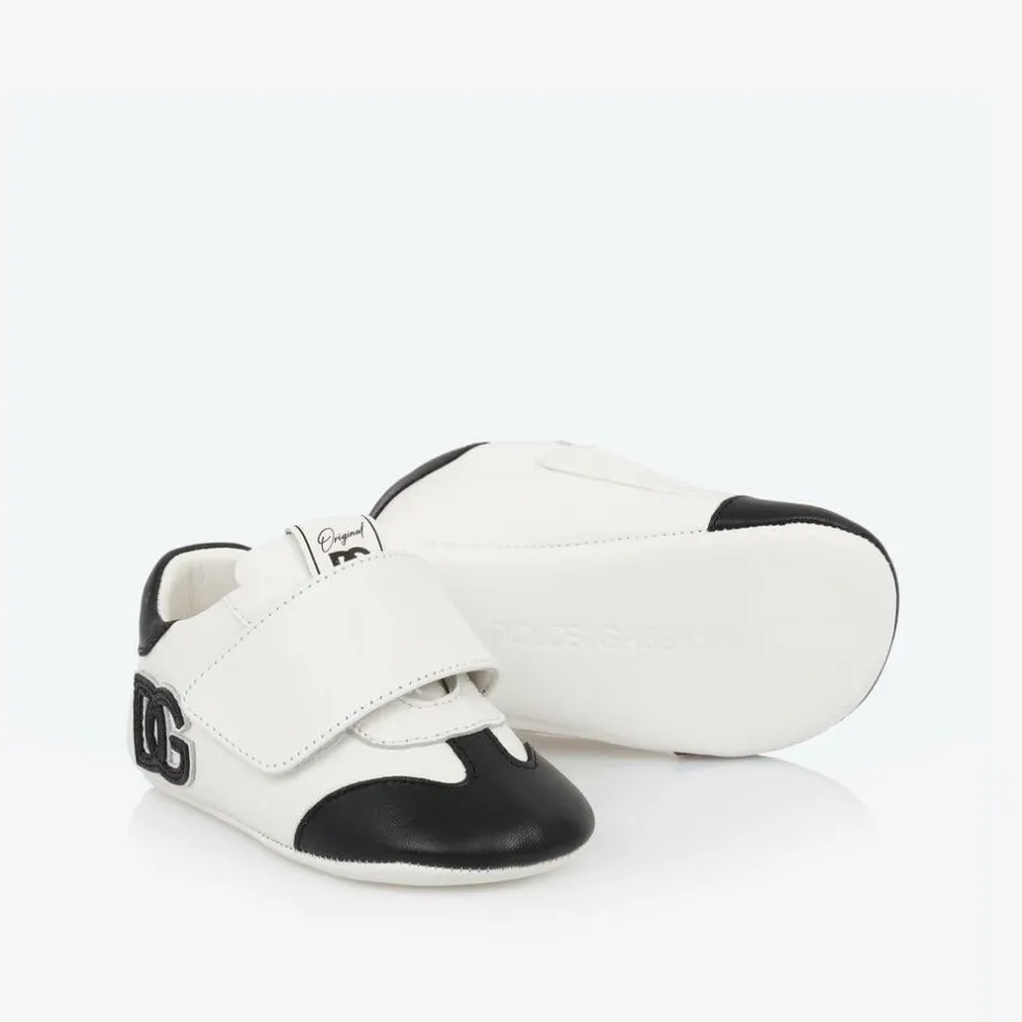 Dolce amp; Gabbana White Leather DG Pre-Walker Trainers Outlet