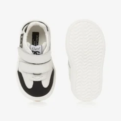 Dolce amp; Gabbana White Leather DG Velcro Baby Trainers Clearance