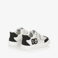 Dolce amp; Gabbana White Leather DG Velcro Baby Trainers Clearance