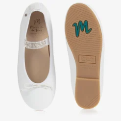 Manuela de Juan White Leather Gem Strap Pumps Outlet