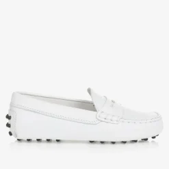 Tods White Leather Gommino Moccasins Hot