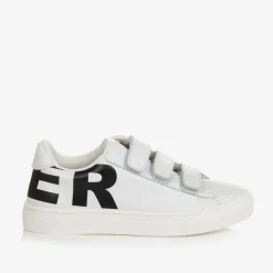 Moncler Enfant White Leather Logo Trainers Best