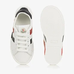 Moncler Enfant White Leather Logo Trainers Outlet