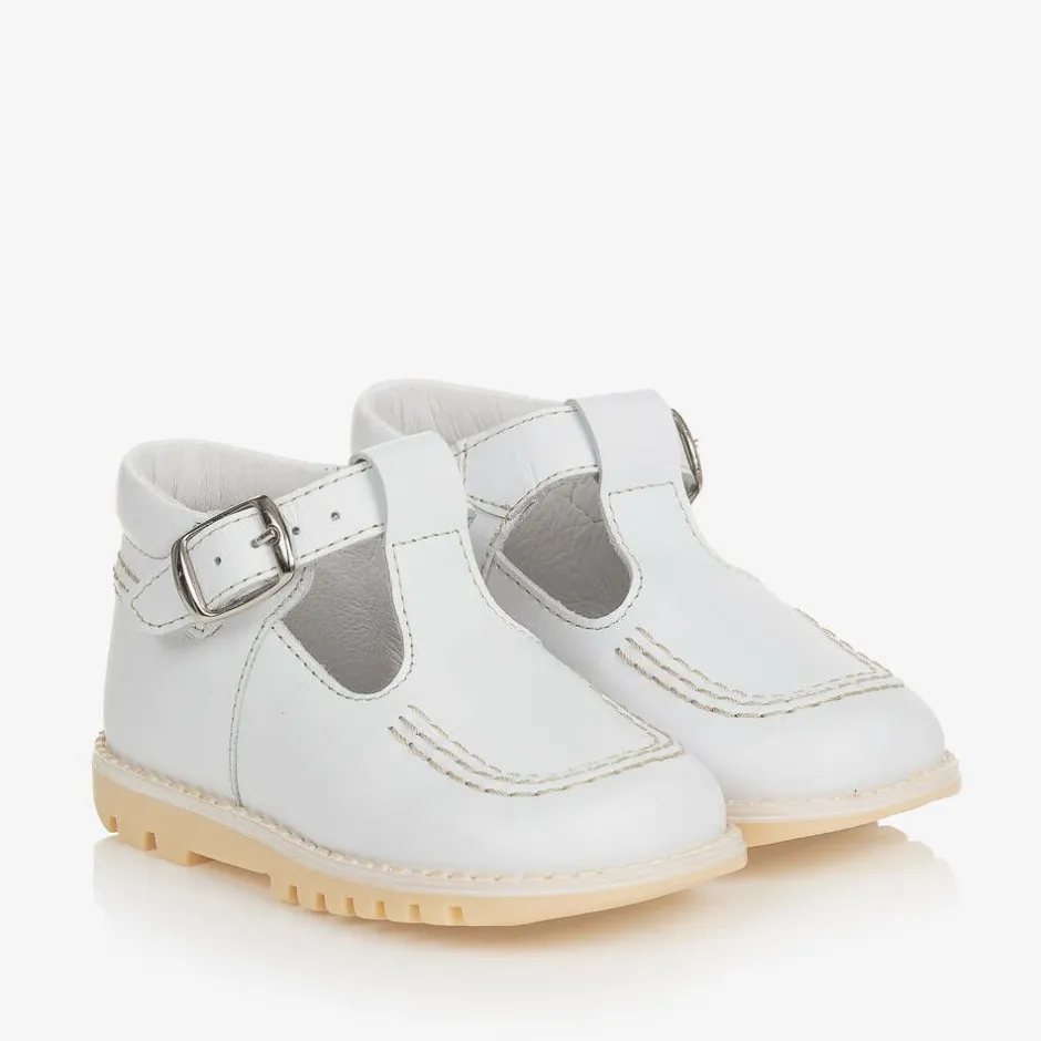 Childrens Classics White Leather T-Bar Shoes Sale