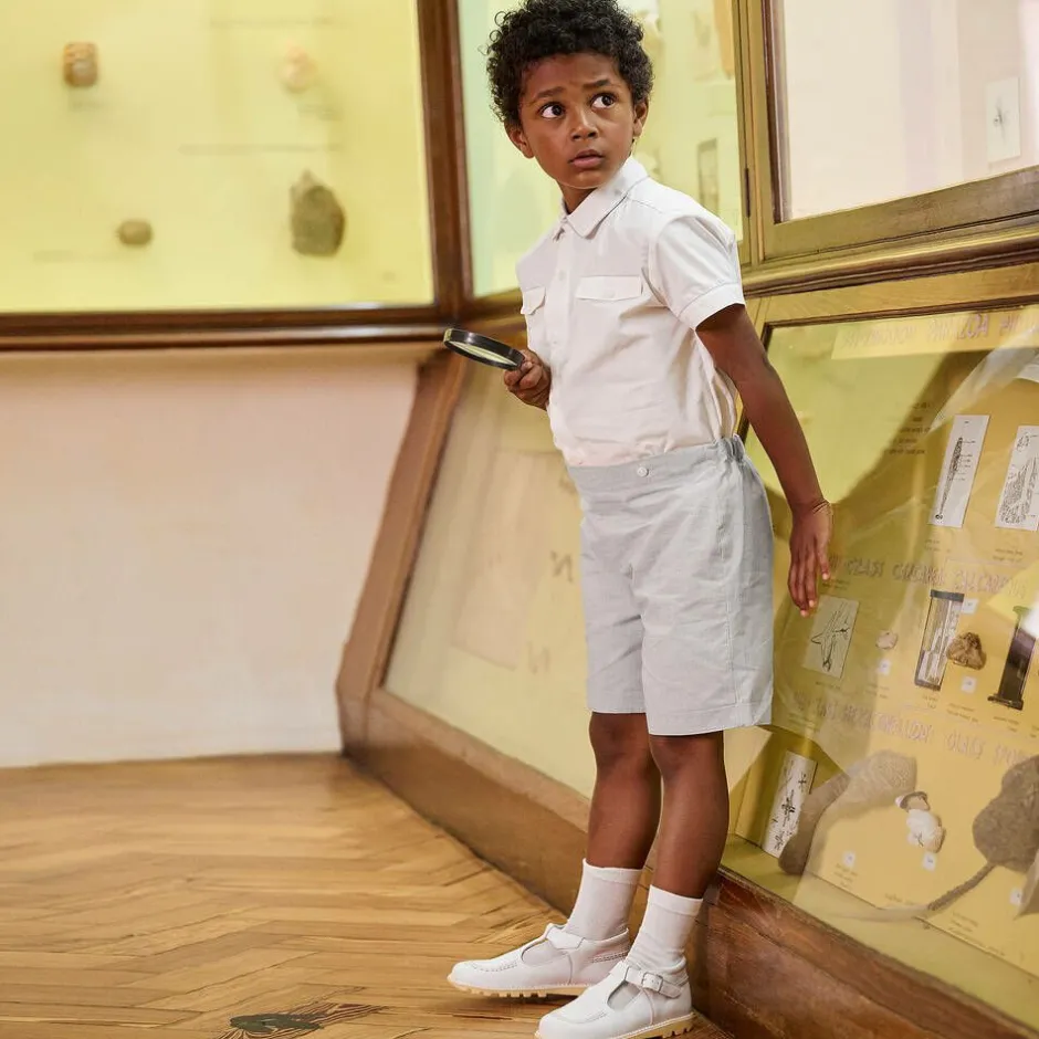 Childrens Classics White Leather T-Bar Shoes Sale