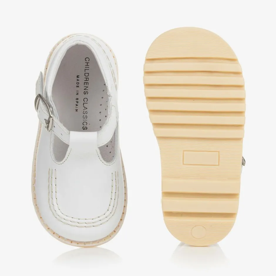 Childrens Classics White Leather T-Bar Shoes Sale