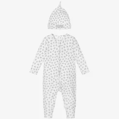 Burberry White Mini Bear Babysuit Set