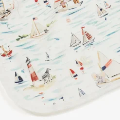 Ralph Lauren White Nautical Print Cotton Baby Bib Sale