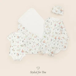 Ralph Lauren White Nautical Print Cotton Baby Bib Sale