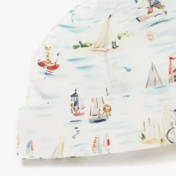 Ralph Lauren White Nautical Print Cotton Baby Hat