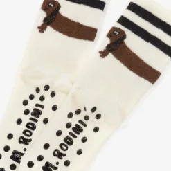 Mini Rodini White Organic Cotton Anti-Slip Socks New