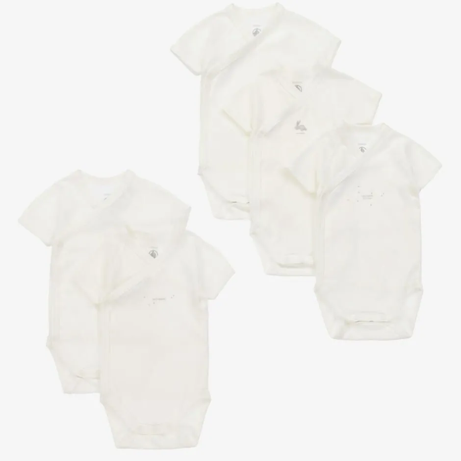 Petit Bateau White Organic Cotton Bodyvests (5 Pack) Outlet