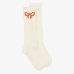 Mini Rodini White Organic Cotton Bow Socks